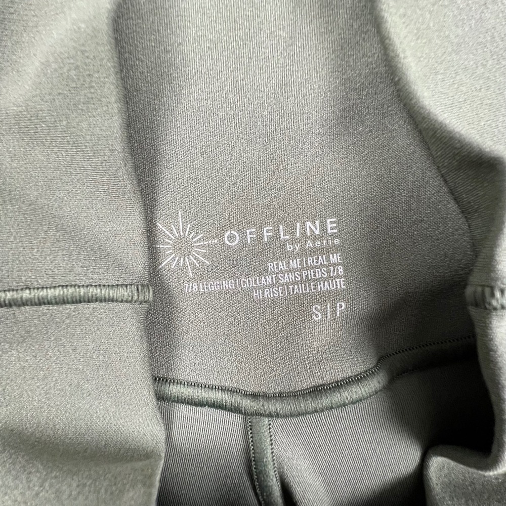 OFFLINE by Aerie Real Me 7/8 Leggings Olive Green Crossover High Rise Small - Picture 7 of 12
